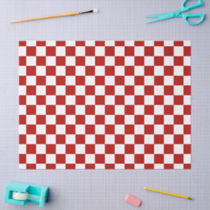 Chequered squares red white geometric retro tissue paper