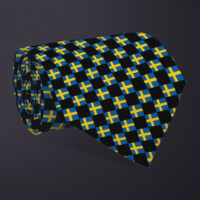 Chequered Sweden Flag Pattern  Tie (Creator Uploaded)