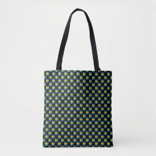 Chequered Sweden Flag Pattern Tote Bag