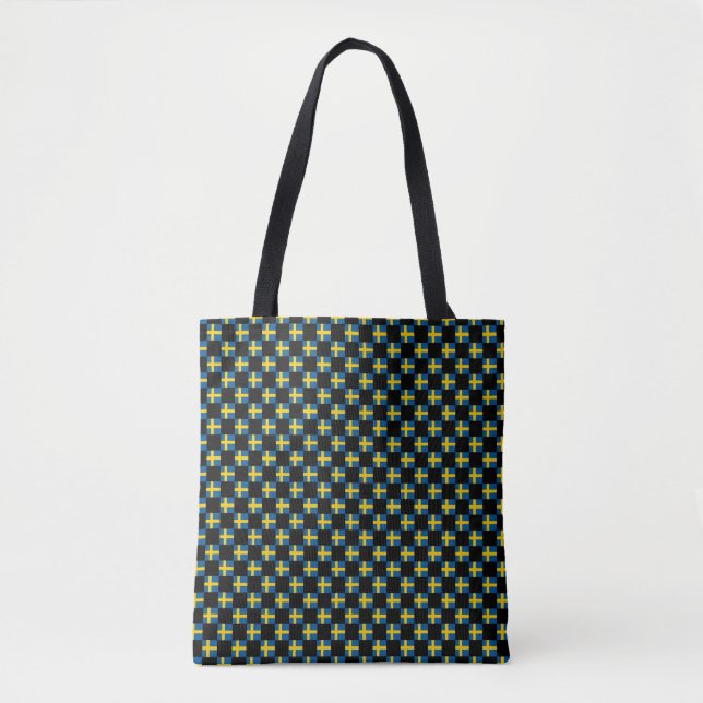 Chequered Sweden Flag Pattern  Tote Bag (Front)