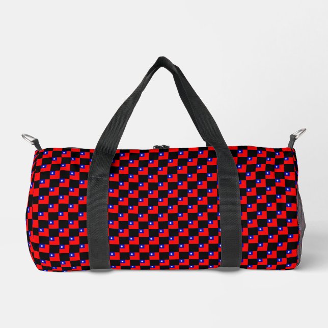 Chequered Taiwan Flag Pattern  Duffle Bag (Front)