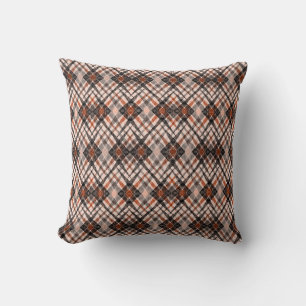 chequered tartan plaid classic beige black brown cushion