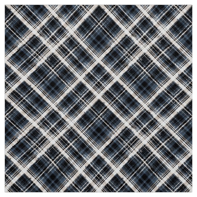 chequered tartan plaid classic black white texture fabric (Swatch)