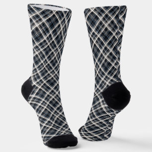 chequered tartan plaid classic black white texture socks