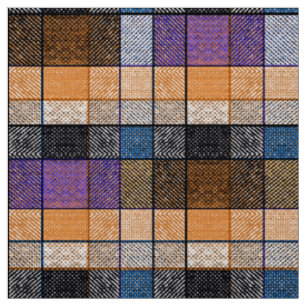 chequered tartan plaid classic blue black lilac fabric