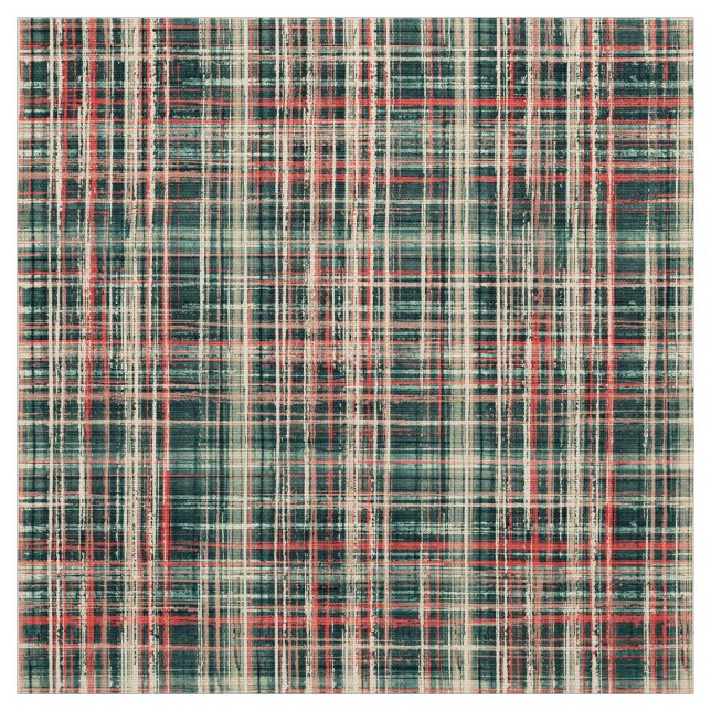 chequered tartan plaid classic green red beige fabric (Swatch)