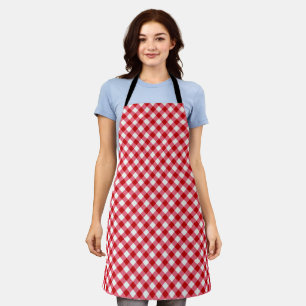chequered tartan plaid classic red white texture apron