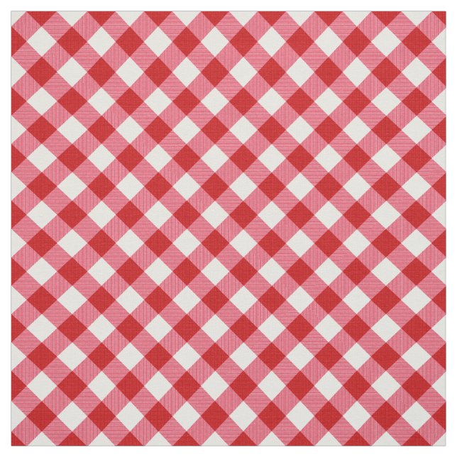 chequered tartan plaid classic red white texture. fabric (Swatch)