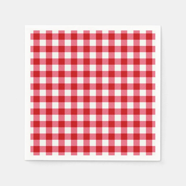 chequered tartan plaid classic red white texture napkin (Front)
