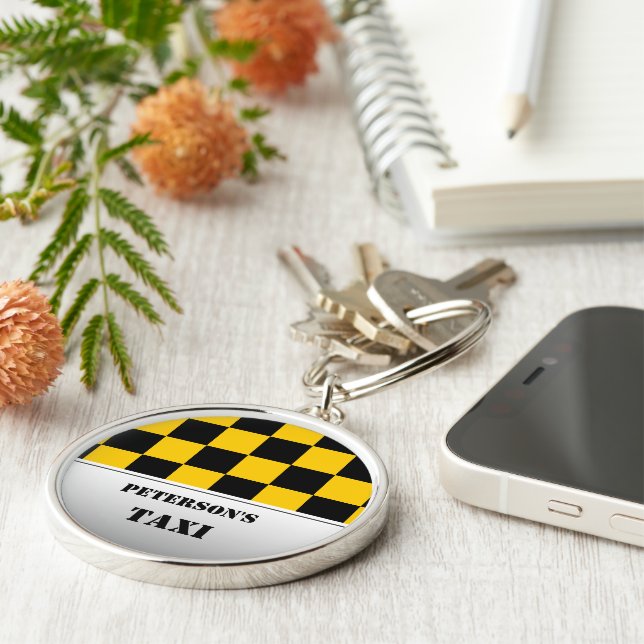 Chequered taxi monogram key ring (Side)