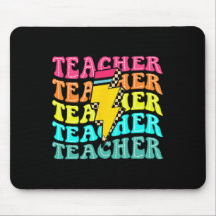 Chequered Teacher Bolt Lightning Back To School Te Mouse Mat