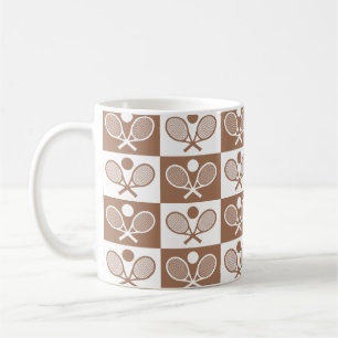 Chequered Tennis Seamless Pattern - Racket & Ball Coffee Mug