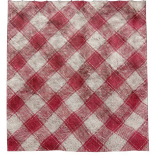 Chequered Textile: Colourful Fabric Background. Shower Curtain