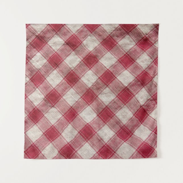 Chequered Textile: Colourful Fabric Background. Tapestry (Front)