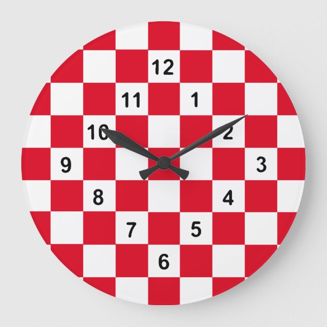 Chequered Time...with your colours. Large Clock (Front)