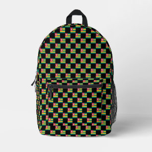 Chequered Togo Flag Pattern Printed Backpack
