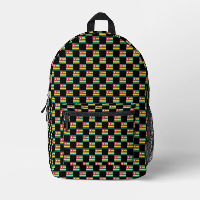 Chequered Togo Flag Pattern  Printed Backpack (Front)