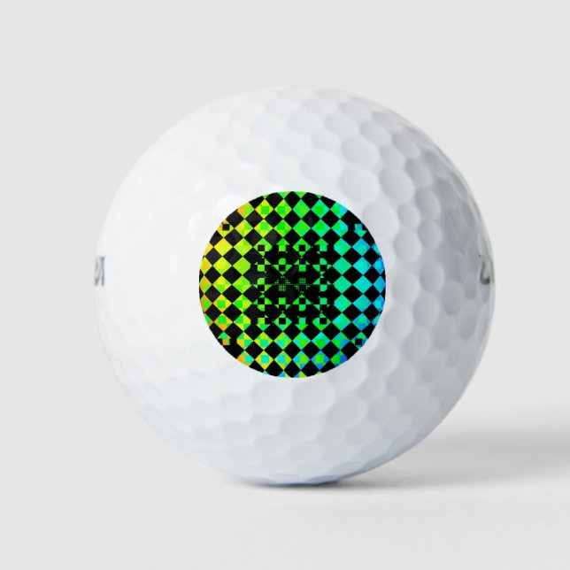 Chequered Twist by Kenneth Yoncich Golf Balls (Front)