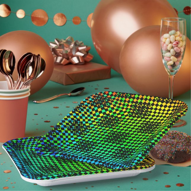Chequered Twist by Kenneth Yoncich Paper Plates (Multi)