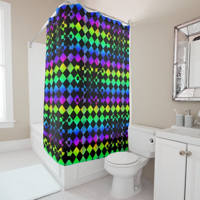 Chequered Twist by Kenneth Yoncich Shower Curtain (In Situ)