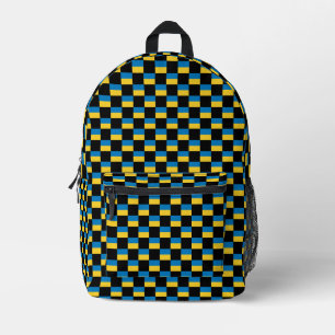 Chequered Ukraine Flag Pattern Printed Backpack