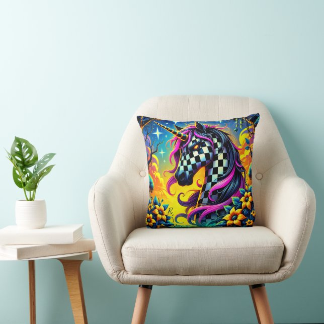 Chequered Unicorn Cushion (Chair)