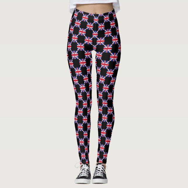 Chequered United Kingdom Flag Pattern  Leggings (Front)