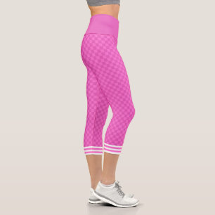 Chequered Vintage Neon Pink Highlighter Capri Leggings