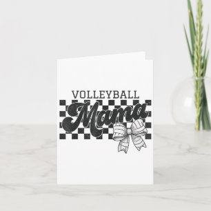 Chequered Volleyball Mama Coquette Bow Volleyball Card