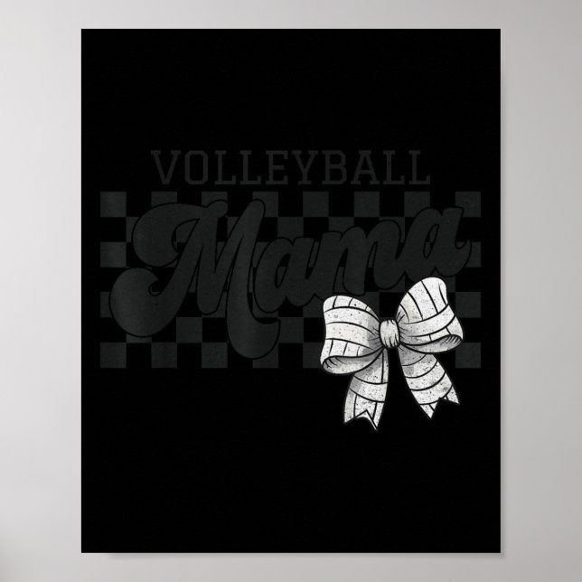 Chequered Volleyball Mama Coquette Bow Volleyball  Poster (Front)