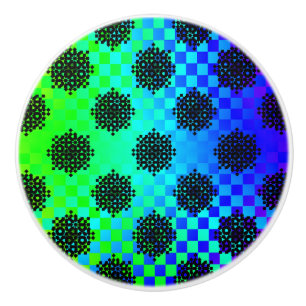 Chequered Wheels by Kenneth Yoncich Ceramic Knob