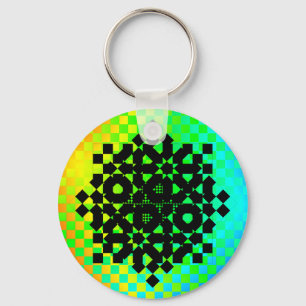 Chequered Wheels by Kenneth Yoncich Key Ring