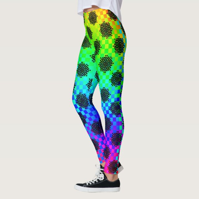 Chequered Wheels by Kenneth Yoncich Leggings (Left)