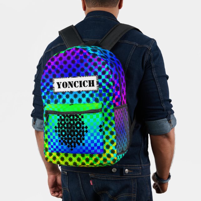Chequered Wheels by Kenneth Yoncich Printed Backpack (Insitu (Model))