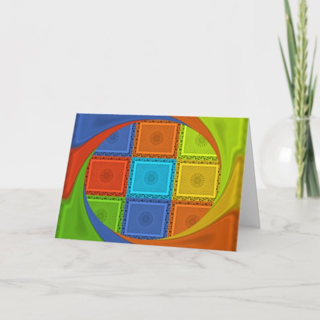 Chequered Whirl Art Print Card (Front)