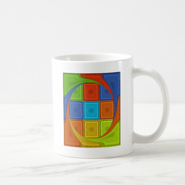 Chequered Whirl Art Print Coffee Mug (Right)