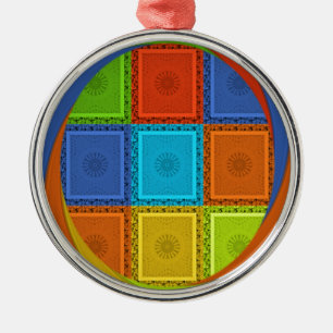 Chequered Whirl Art Print Metal Tree Decoration