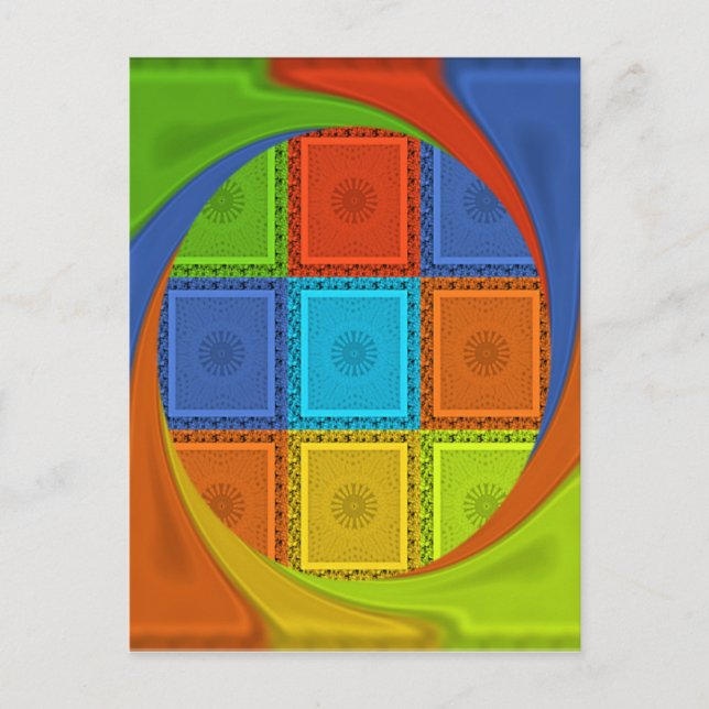 Chequered Whirl Art Print Postcard (Front)