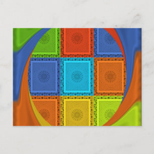 Chequered Whirl Art Print Postcard