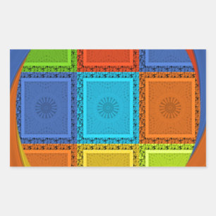 Chequered Whirl Art Print Rectangular Sticker