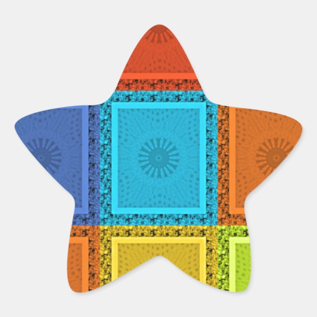 Chequered Whirl Art Print Star Sticker (Front)