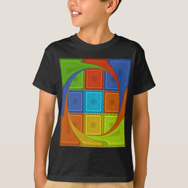 Chequered Whirl Art Print T-Shirt (Front)