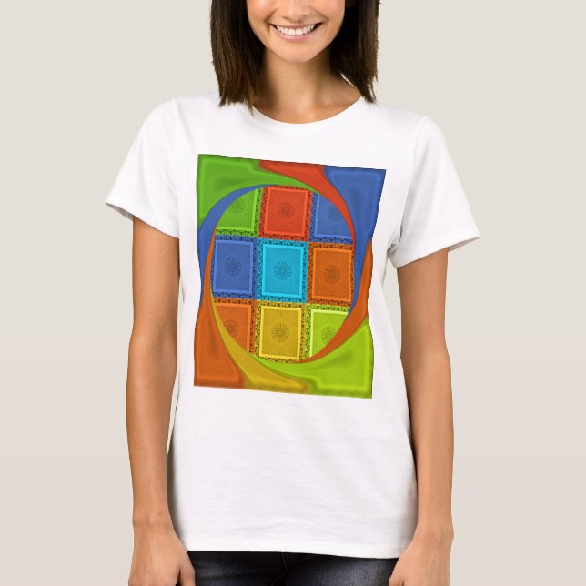 Chequered Whirl Art Print T-Shirt (Front)