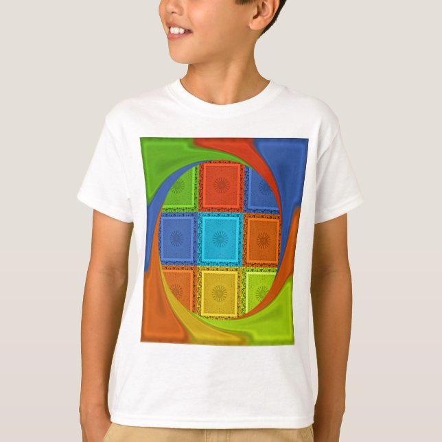Chequered Whirl Art Print T-Shirt (Front)
