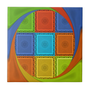 Chequered Whirl Art Print Tile