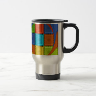 Chequered Whirl Art Print Travel Mug