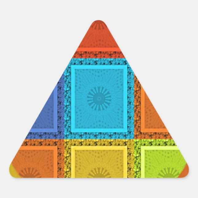 Chequered Whirl Art Print Triangle Sticker (Front)