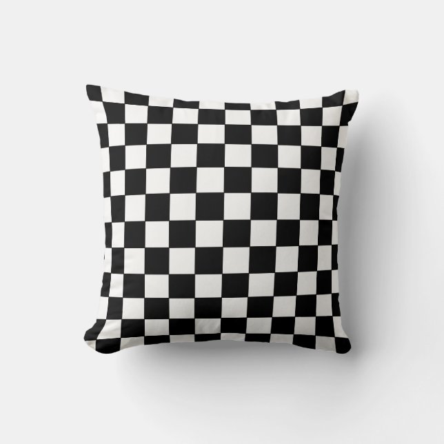 Chequered White and Black  Cushion (Front)