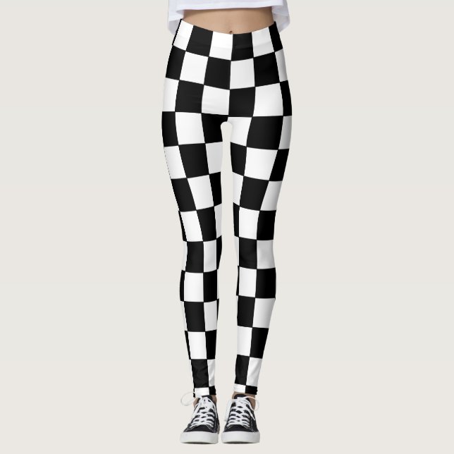 Chequered White and Black  Leggings (Front)
