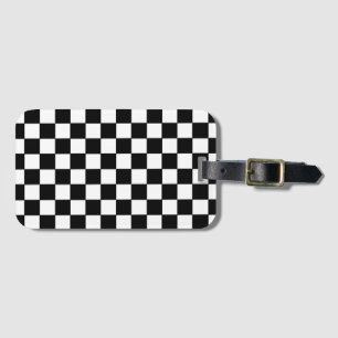 Chequered White and Black  Luggage Tag